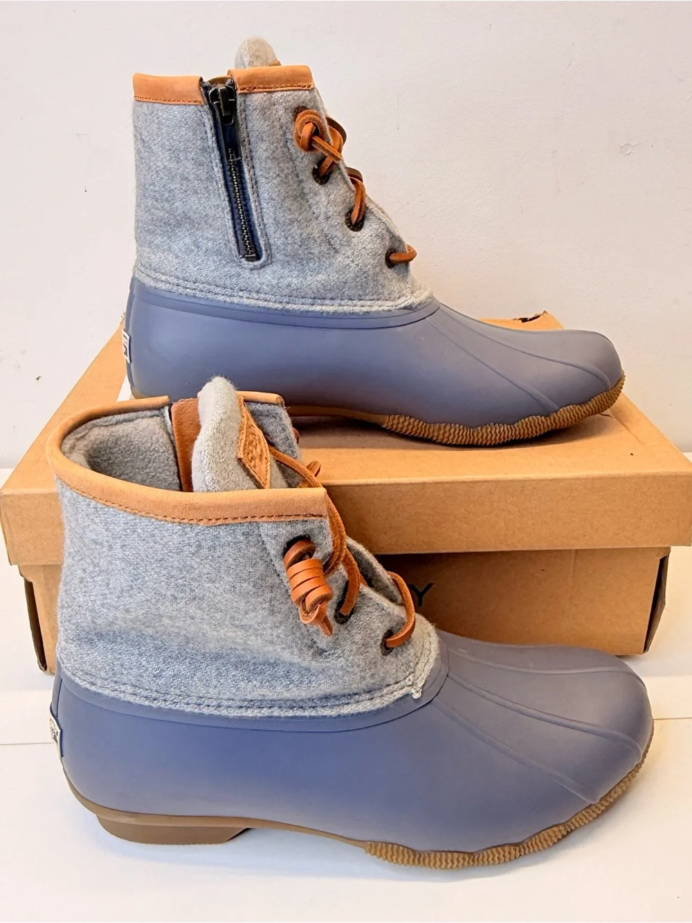 Sperry Saltwater Wool Duck Boots Gray Waterproof Thinsulate Women 7.5 NIB